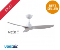 Ventair Skyfan DC Ceiling Fan 48" with Remote Control & Dimmable CCT Tri Colour LED Light - White